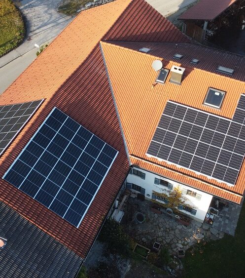 Photovoltaik Anlage mit drei Feldern